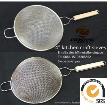 Wholesale dumpling colanders with wooden handle non-stick sifters for pasta kitchen craft sieves with stainless steel mesh